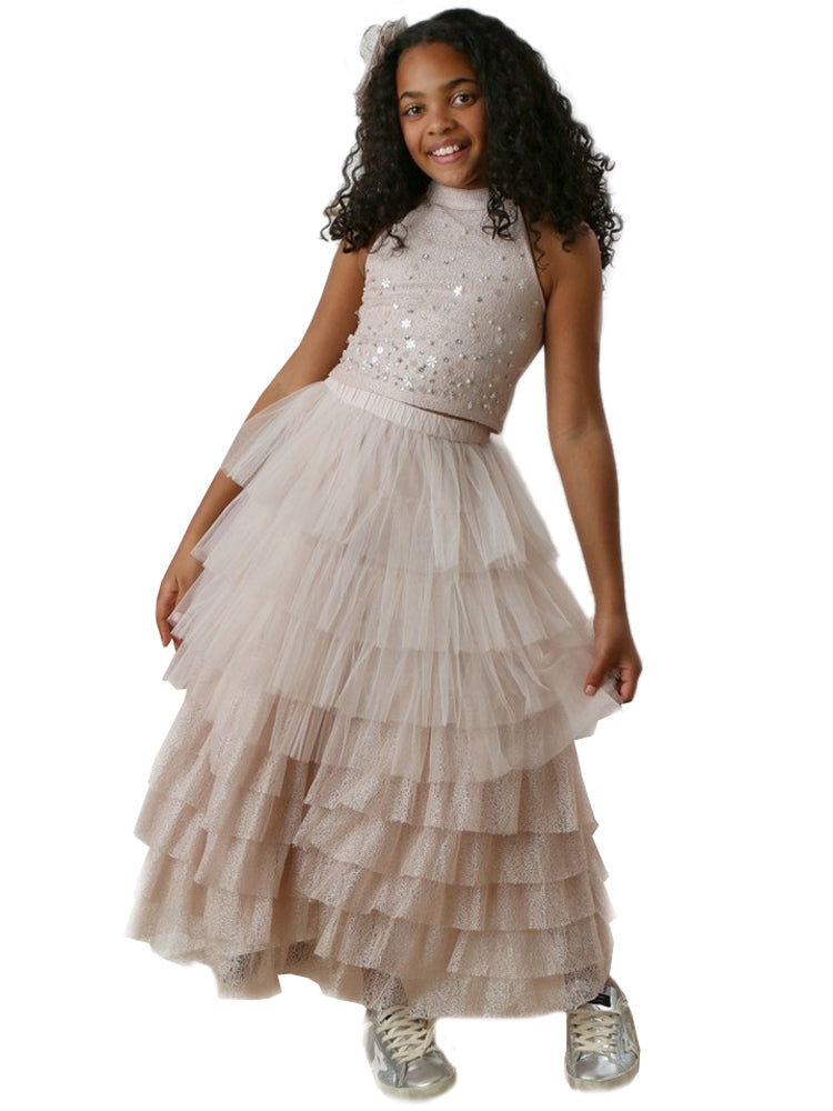 Big Girls Blush Glitter 2 Pcs Gigi Skirt Set, Sizes 3T-14
