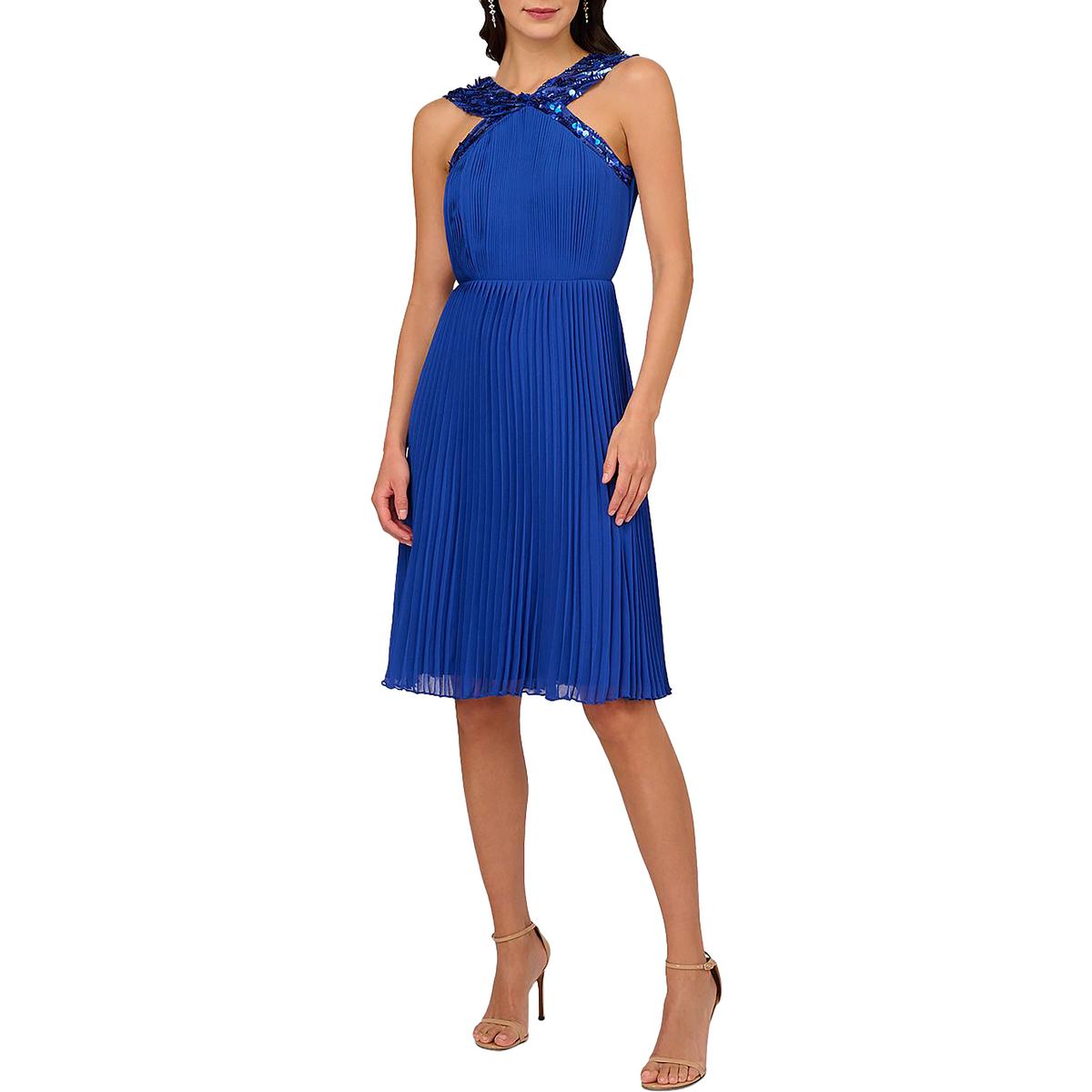Knee-Length Embellsihed Halter Dress