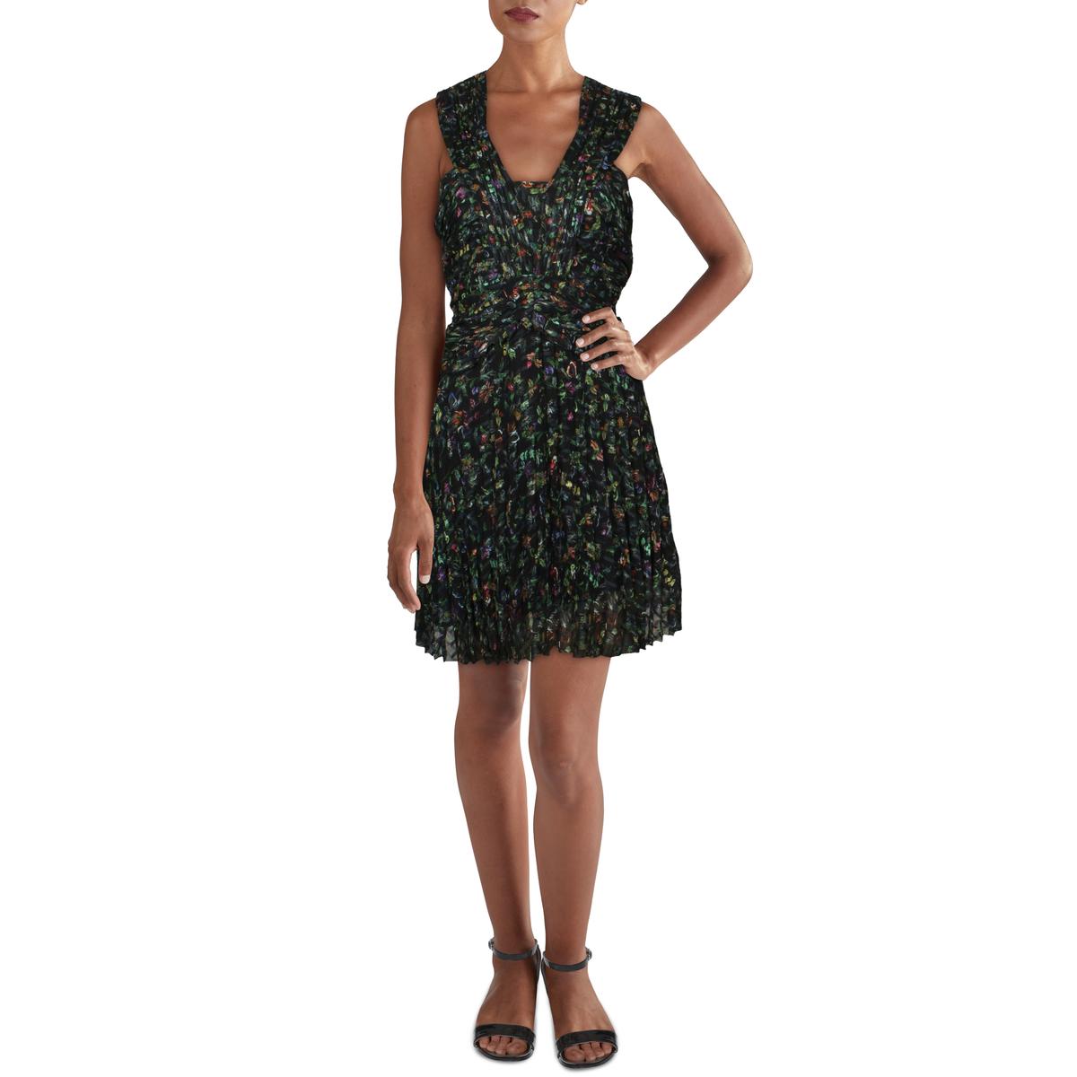 Ruched Pleated Mini Dress