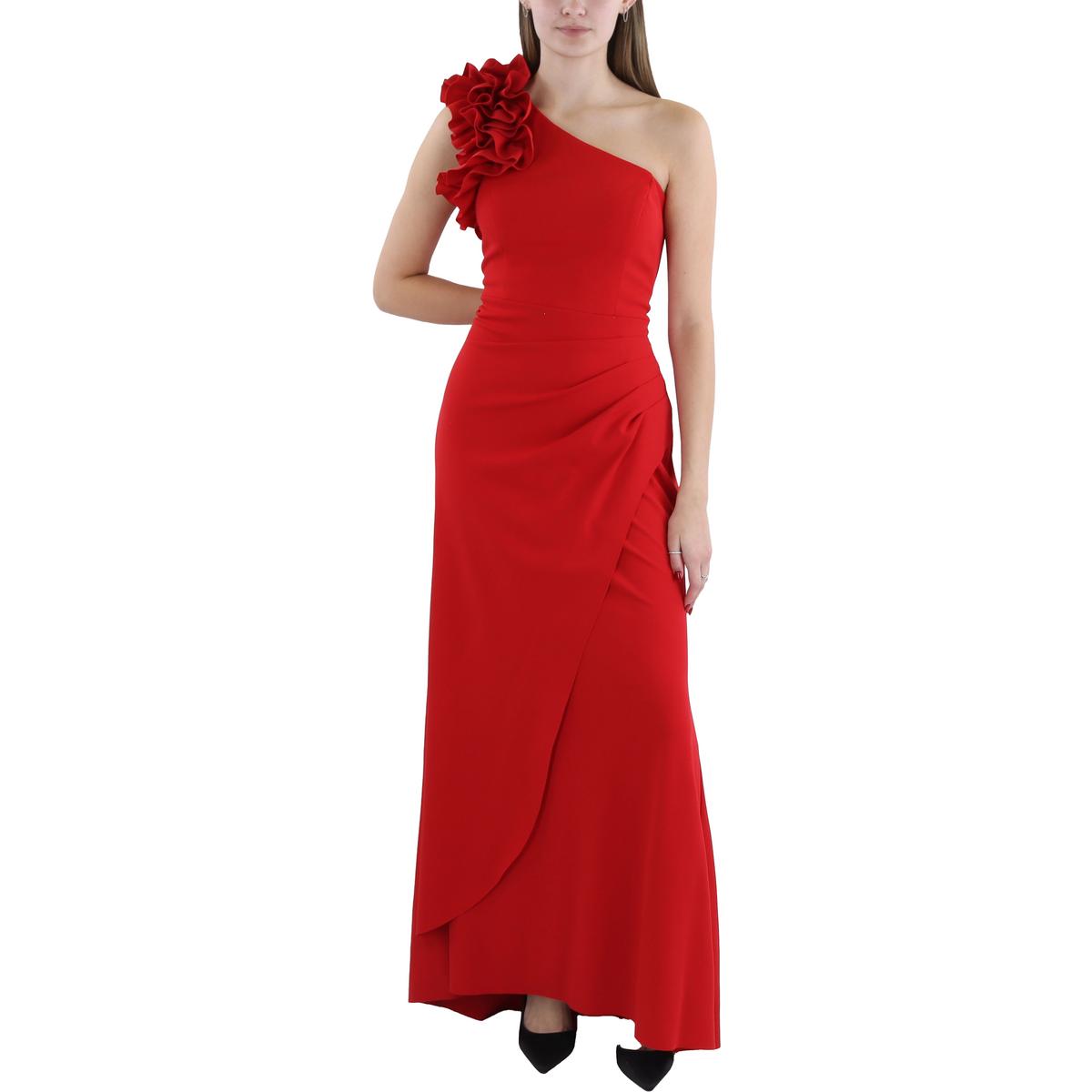 Ruffled One Shoulder Evening Dress