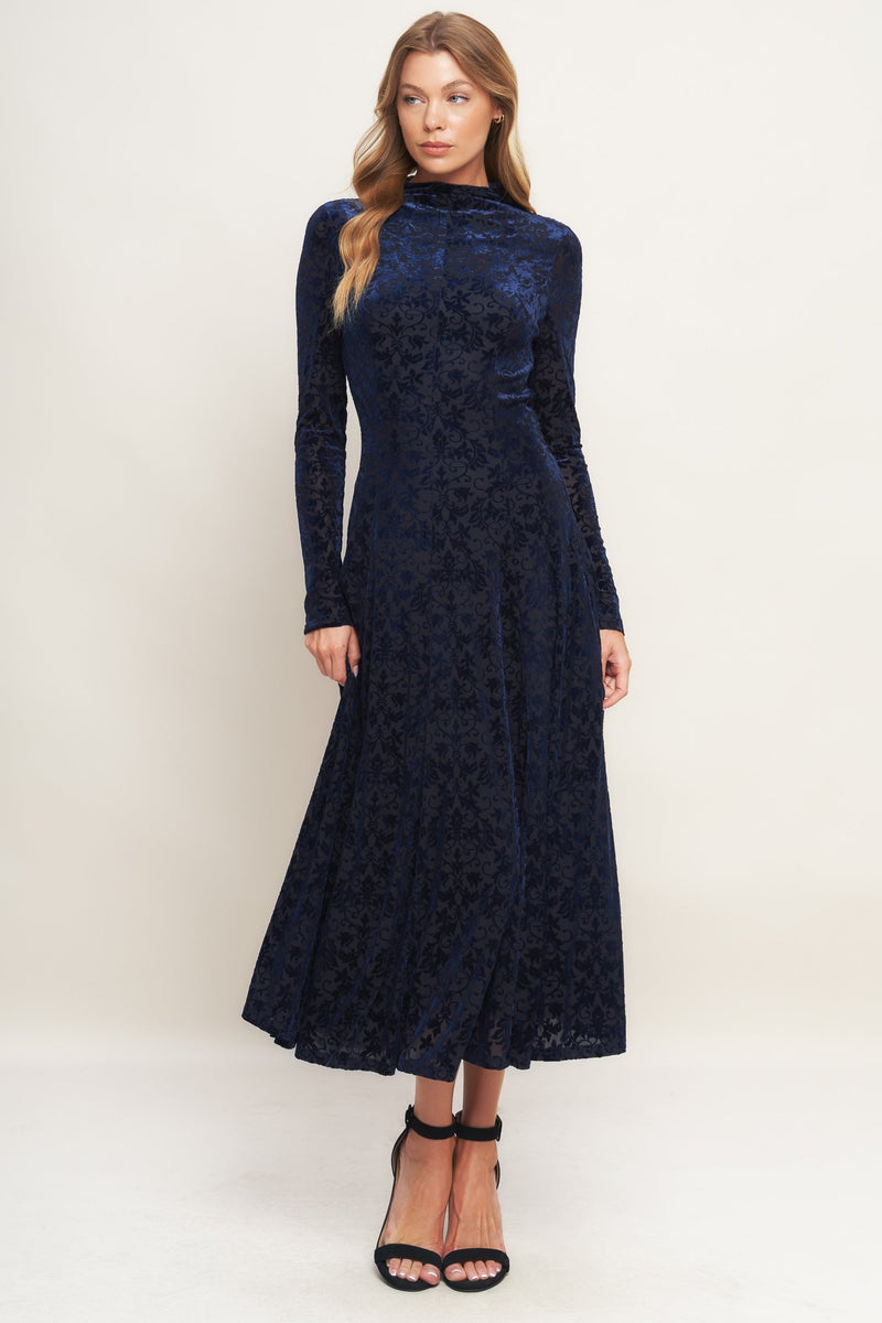 VELVET GALAXY CHARM MIDI DRESS