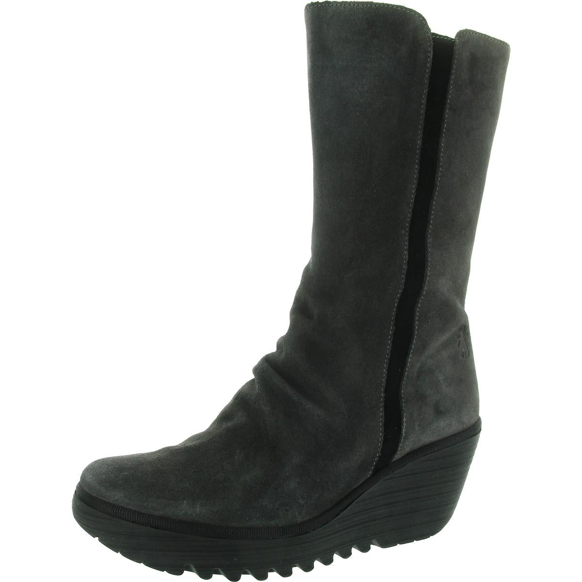 YEMY408FLY Zipper Suede Mid-Calf Boots