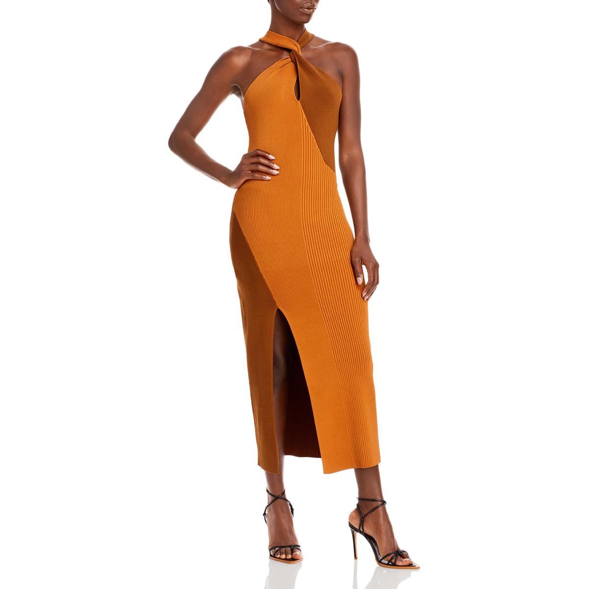 Side Slit Halter Sweaterdress