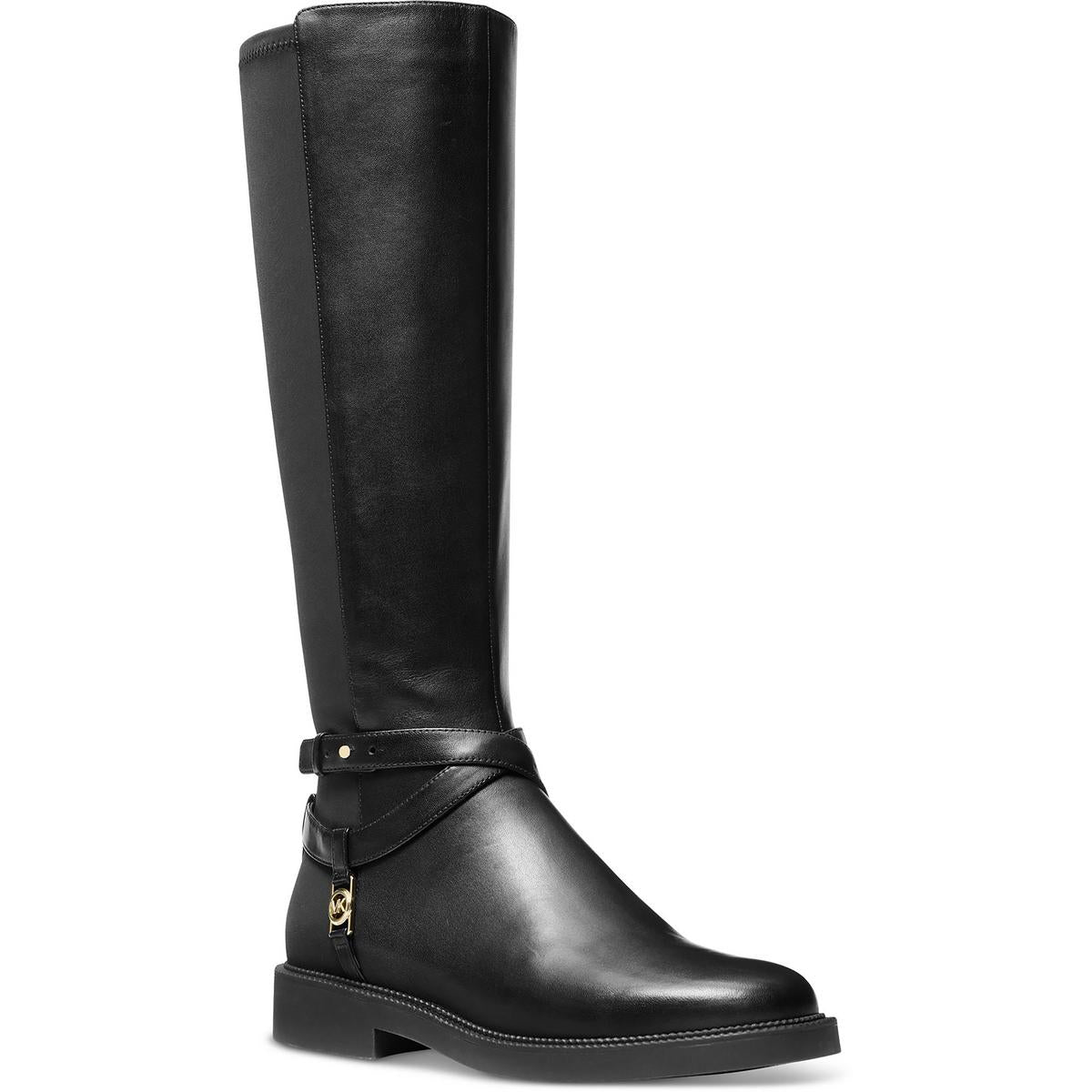 Abigail Buckle Leather Knee-High Boots