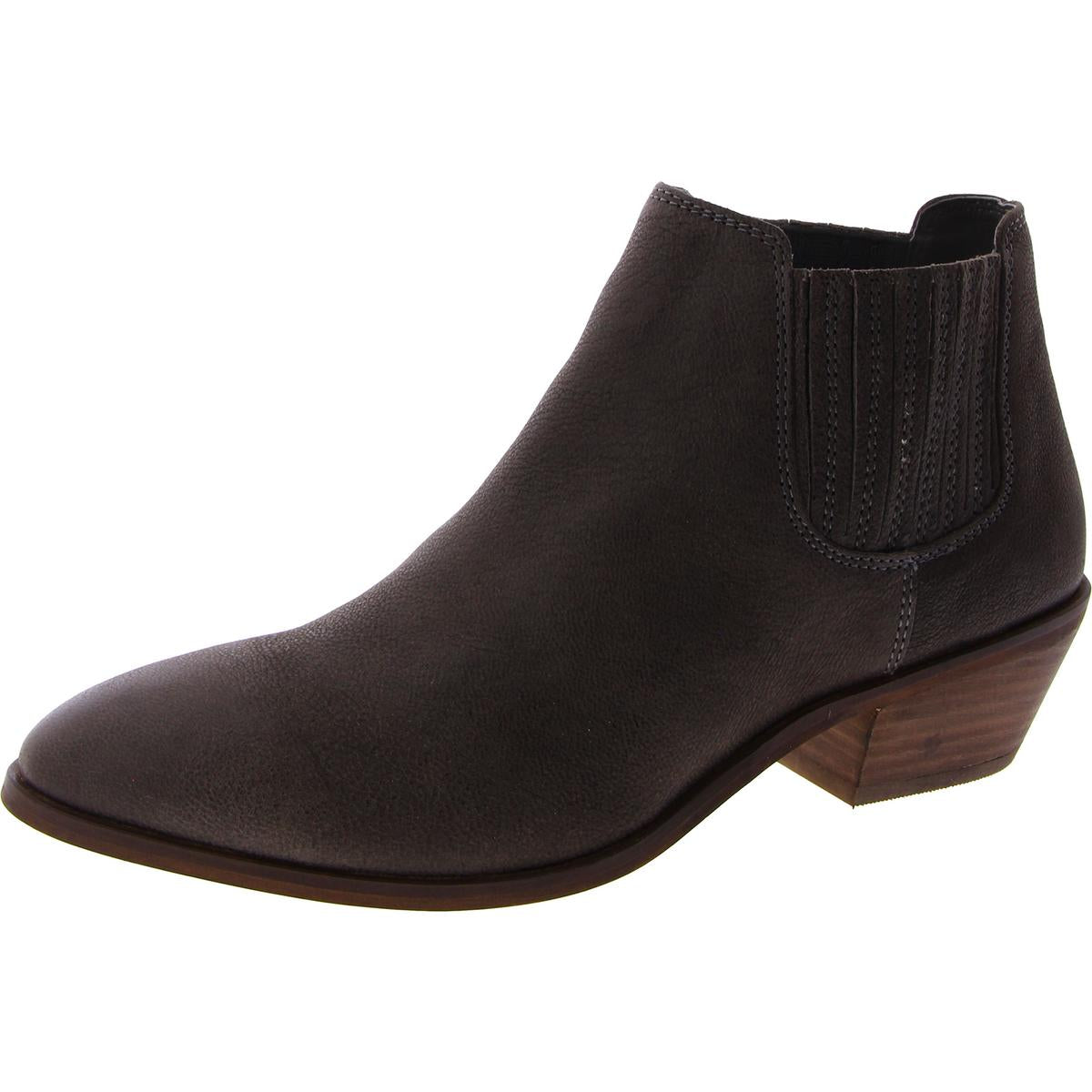 Ava Western Leather Slip-On Ankle Boots