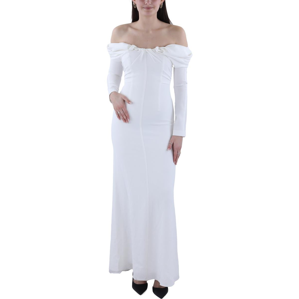 Ruffled Crepe Evening Dress