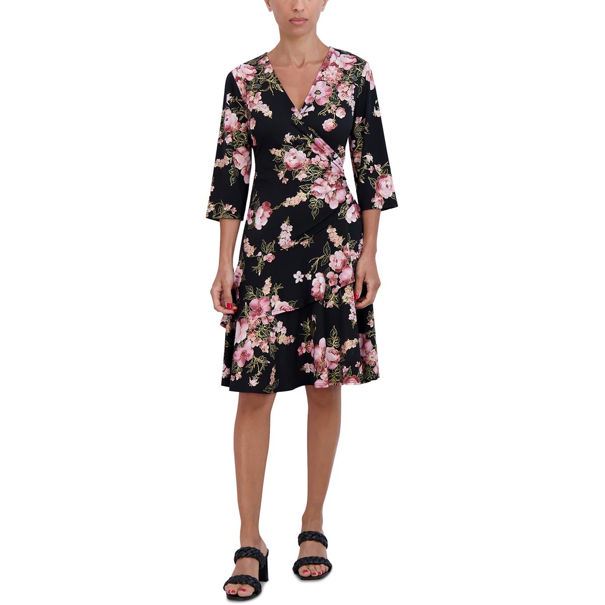 Plus Floral Foil Short Fit & Flare Dress
