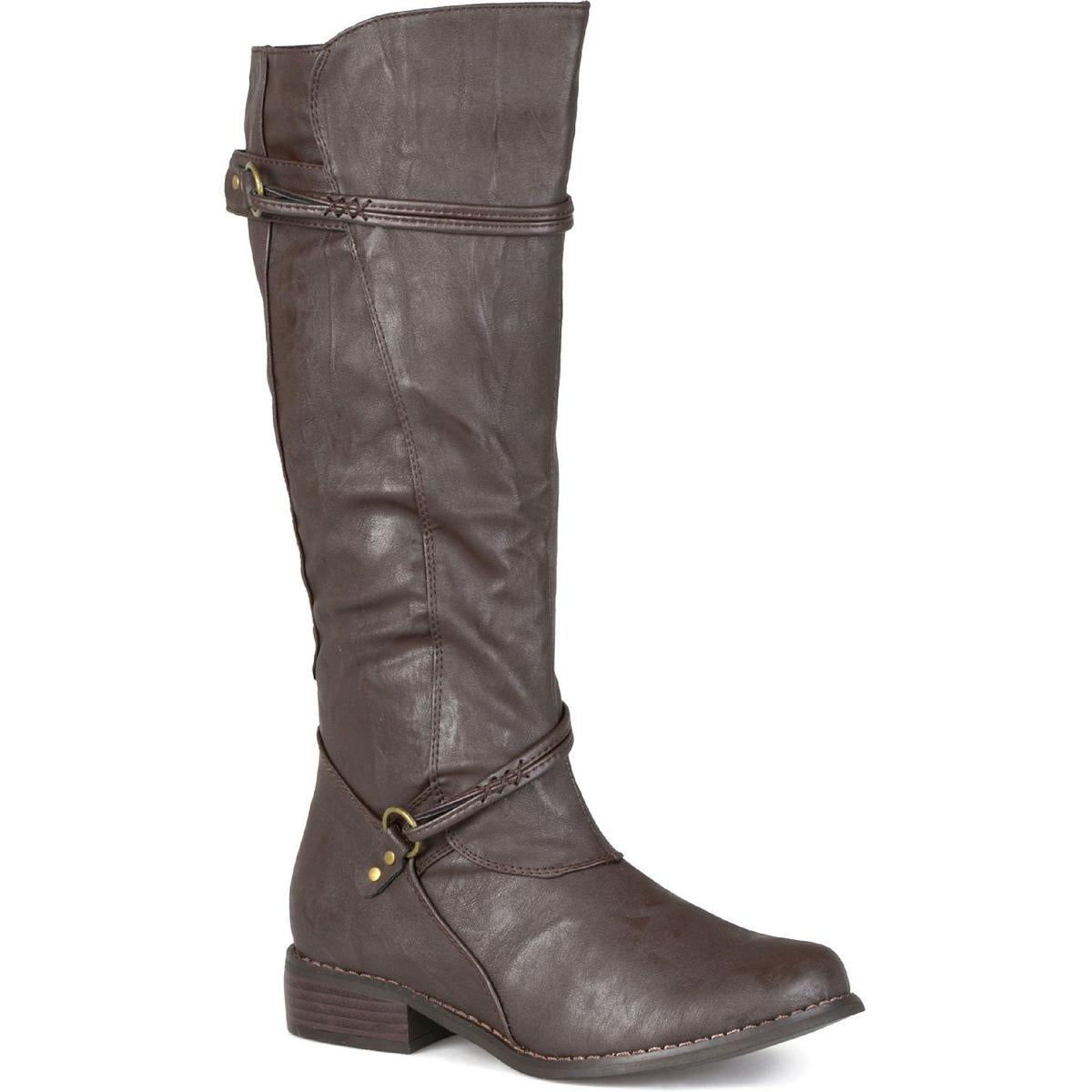 Harley Block Heel Faux Leather Knee-High Boots