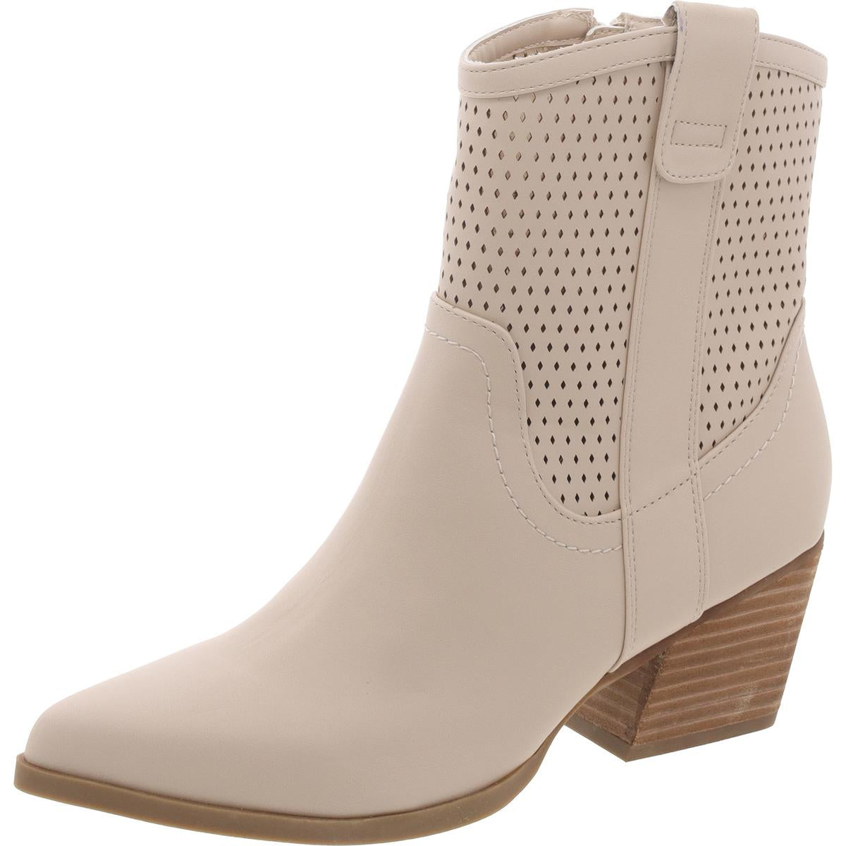 Faux Leather Solid Mid-Calf Boots