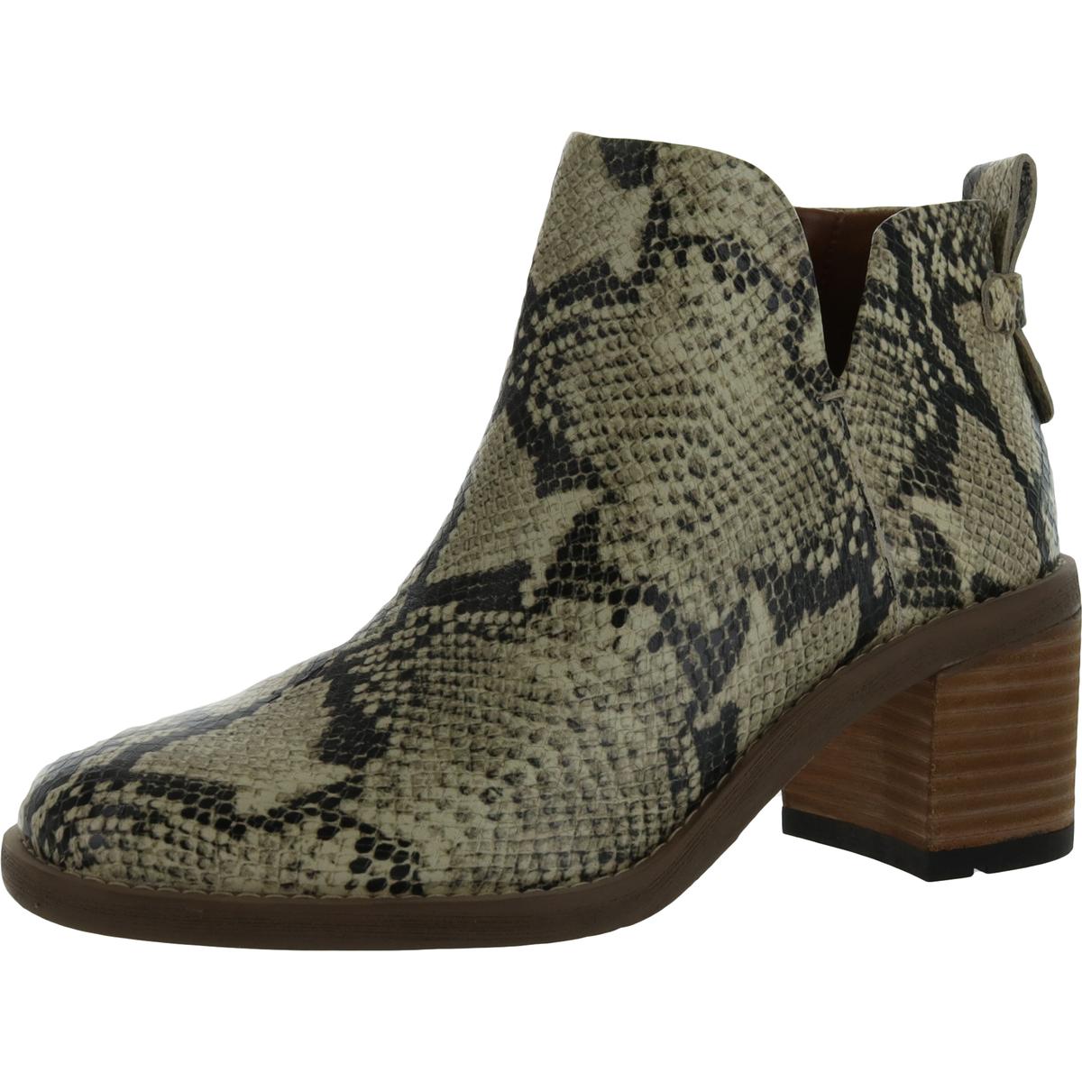 Klora Leather Snake Print Ankle Boots
