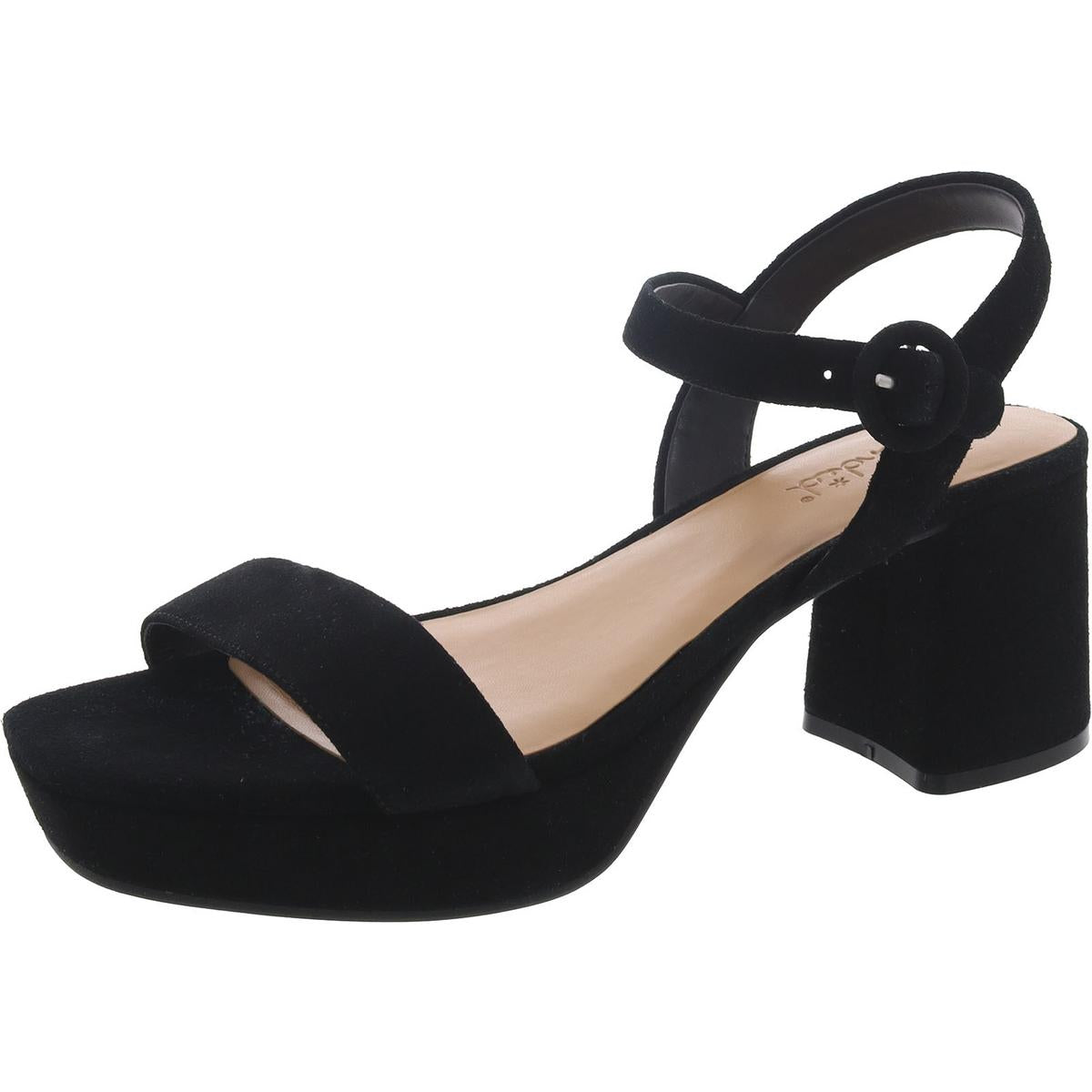 Alyssa Suede Open Toe Block Heel