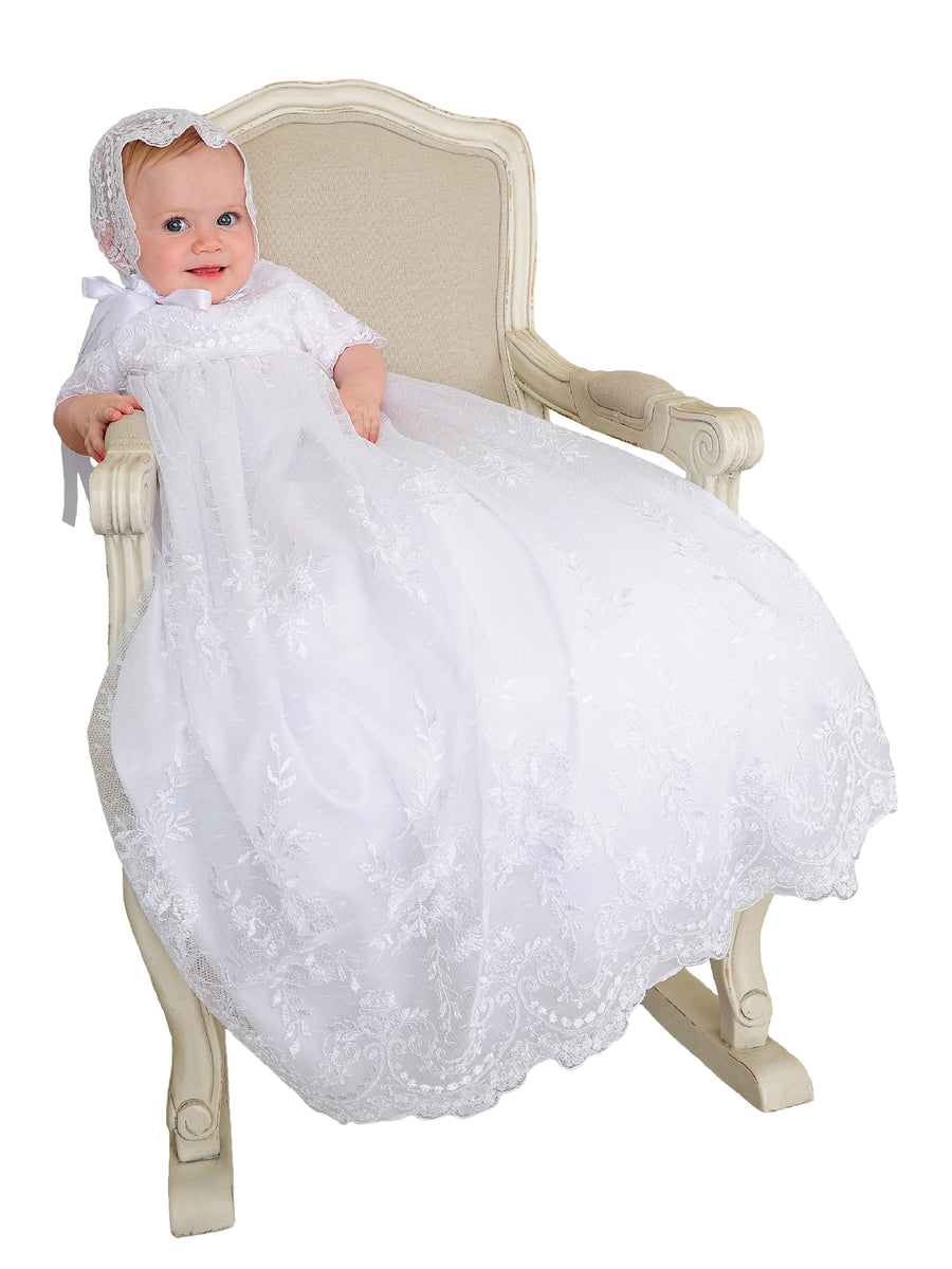 Baby Girls White Lillian Christening Gown Newborn-24M