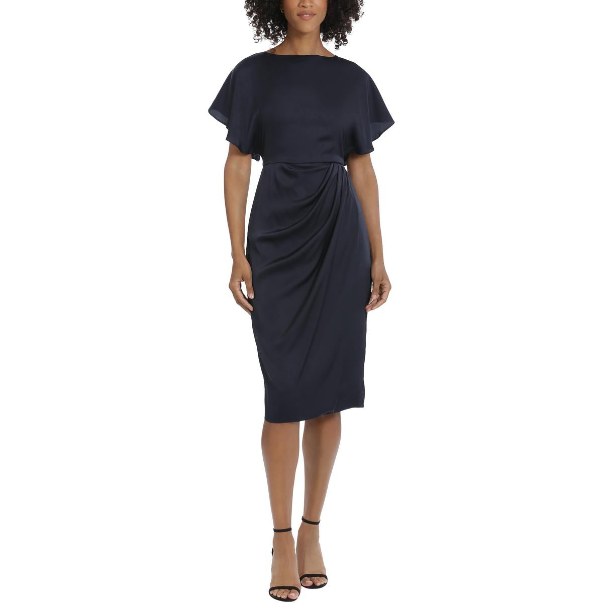 Pleated Satin Sheath Dress