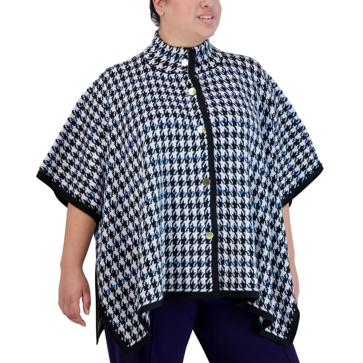 Plus  Fall Printed Poncho Sweater