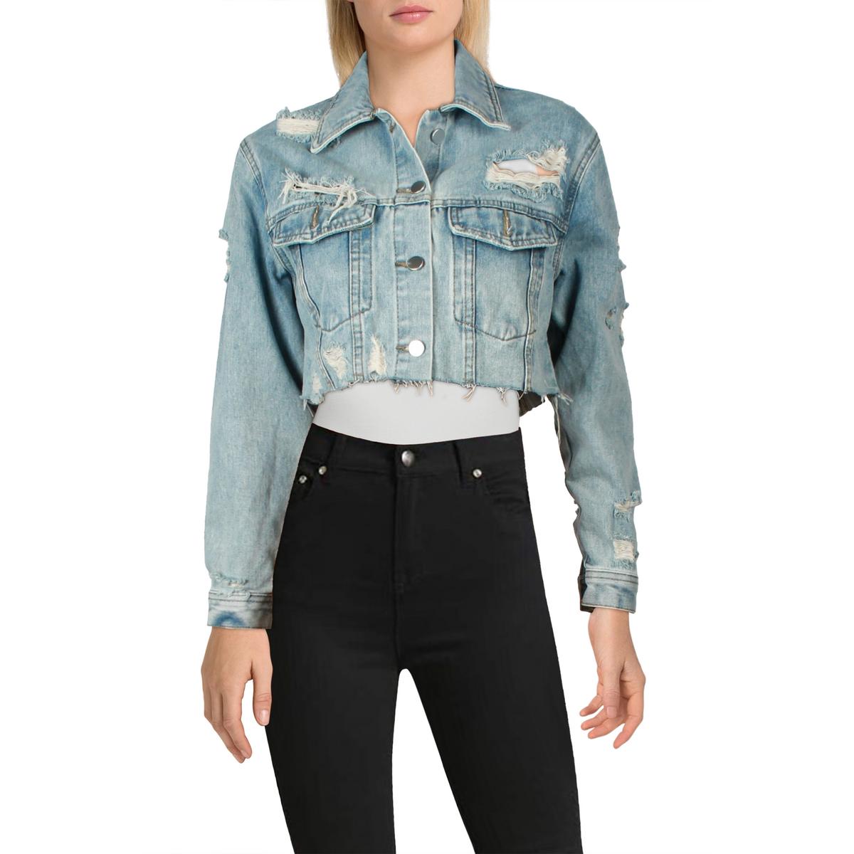 Distressed Crop Denim Jacket