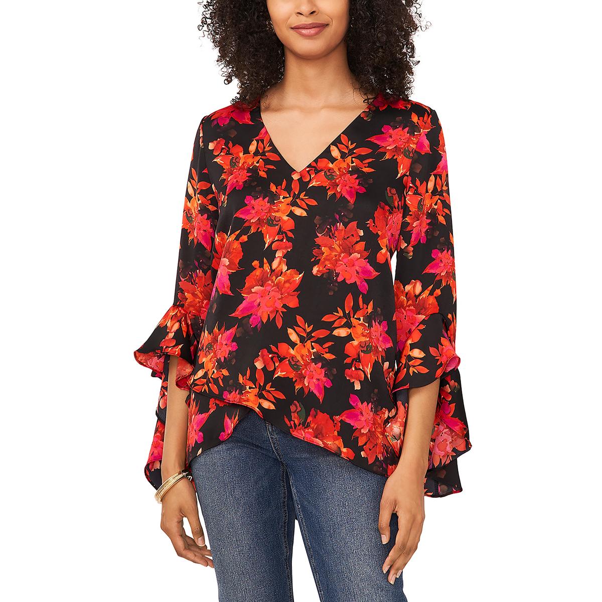 Satin Floral Print Blouse