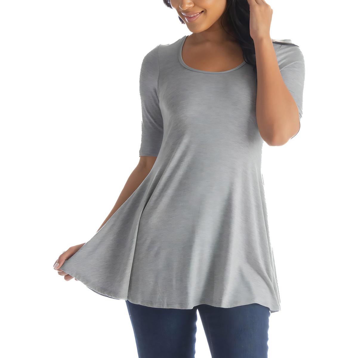 Plus Solid Scoop Neck Tunic Top