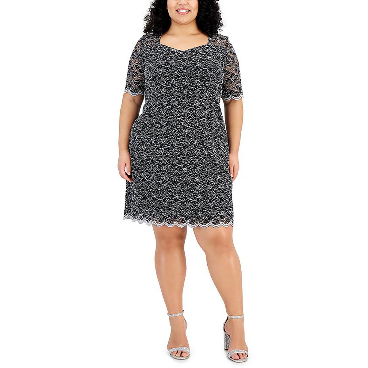 Plus Sequined Lace Shift Dress