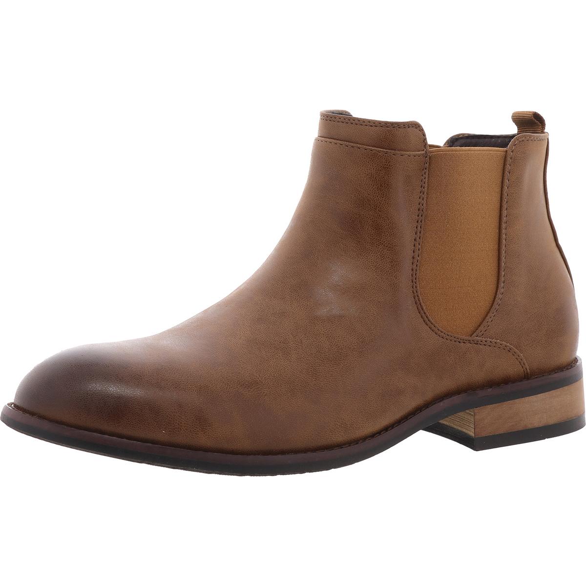 Stretch Faux Leather Chukka Boots