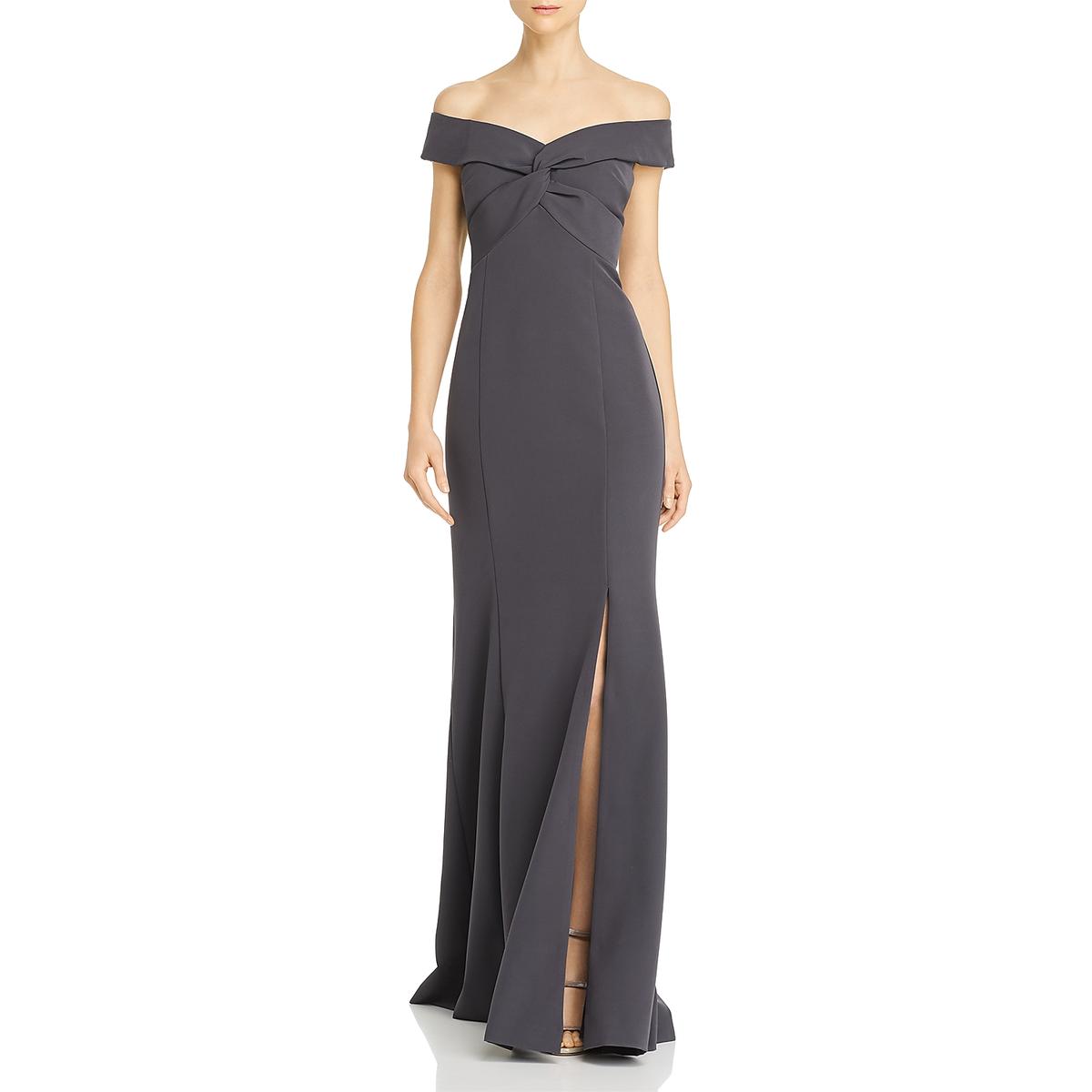 Off-The-Shoulder Split Hem Evening Dress