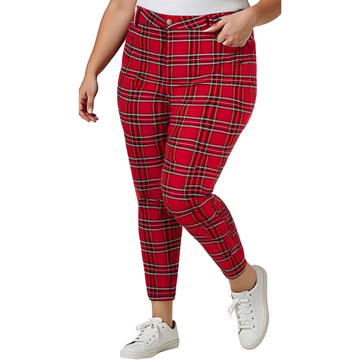 Plus Plaid Skinny Trouser Pants