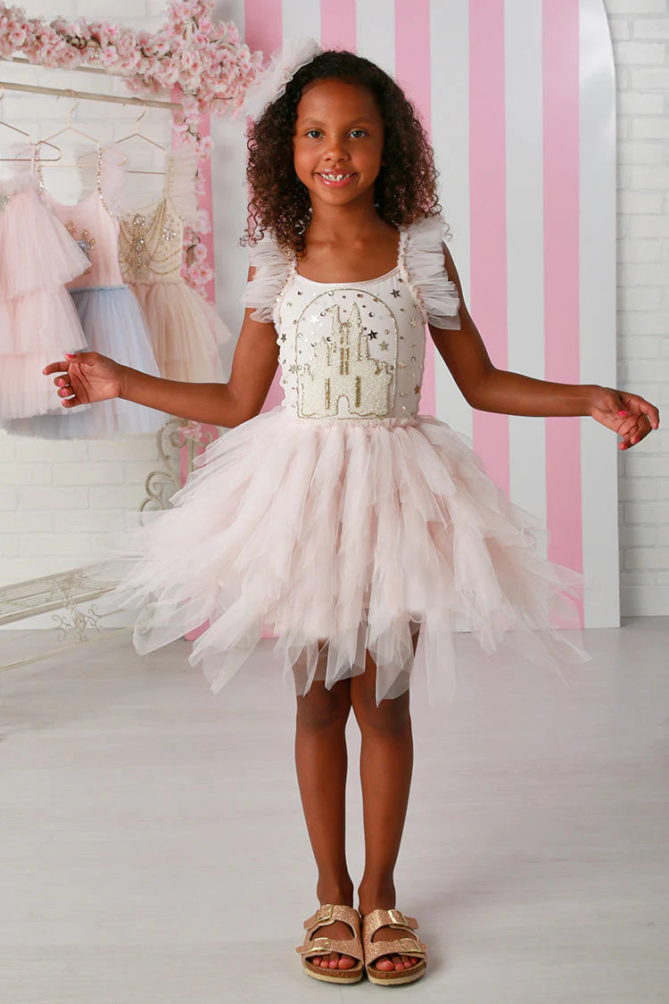 Girls Starlight Castle Tulle Princess Dress – Blush Pink 12M-14