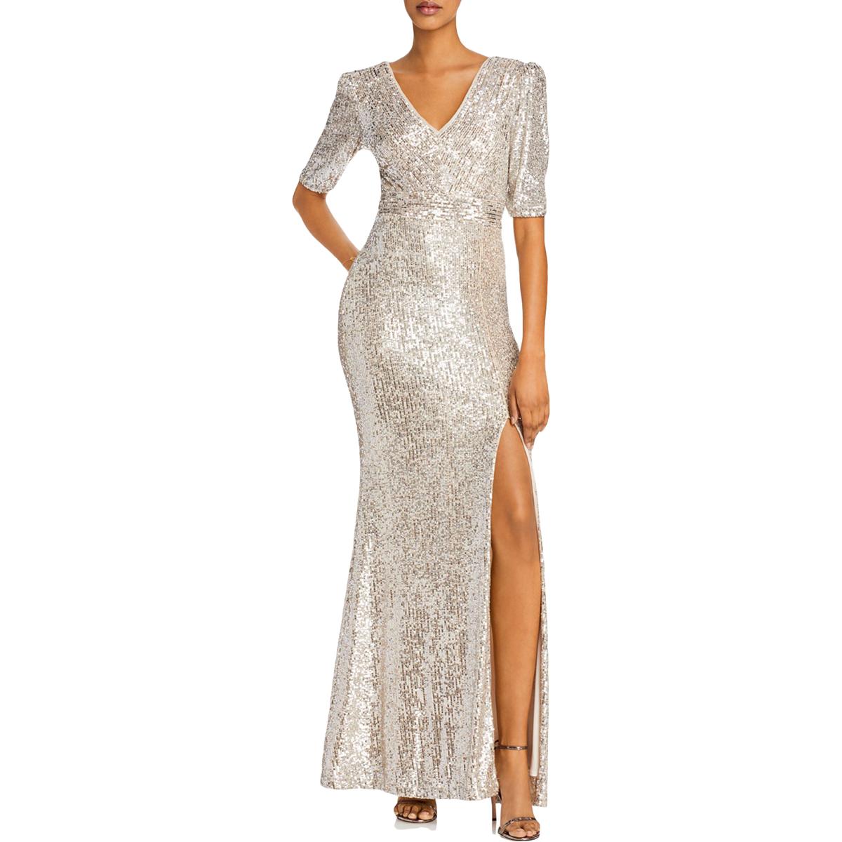 Sequined Double V-Neck Formal Dress