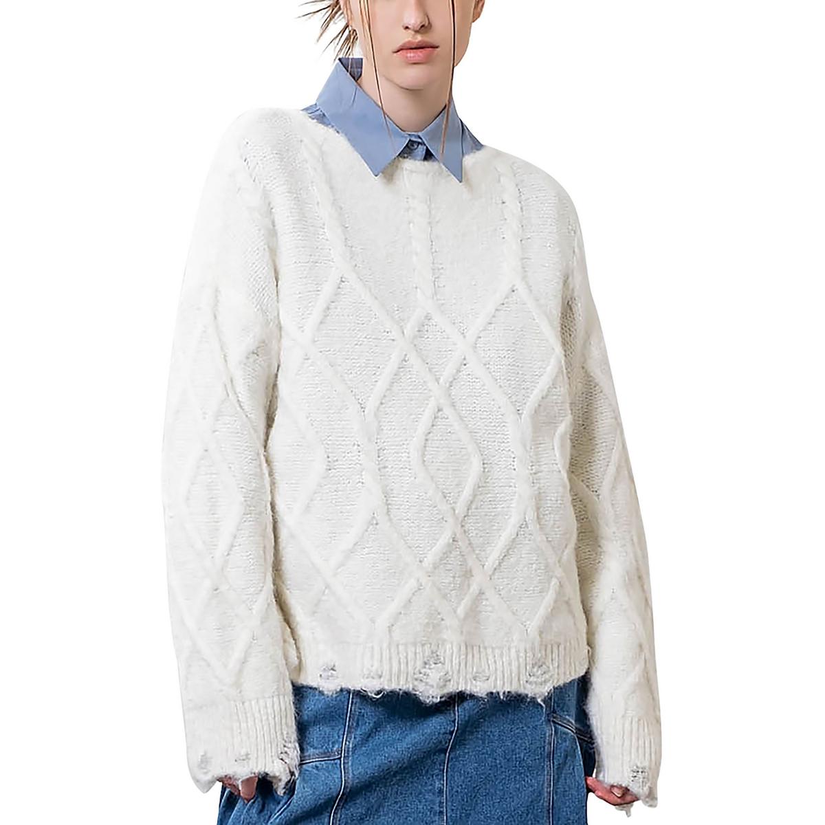 Wool Blend Cable Pullover Sweater