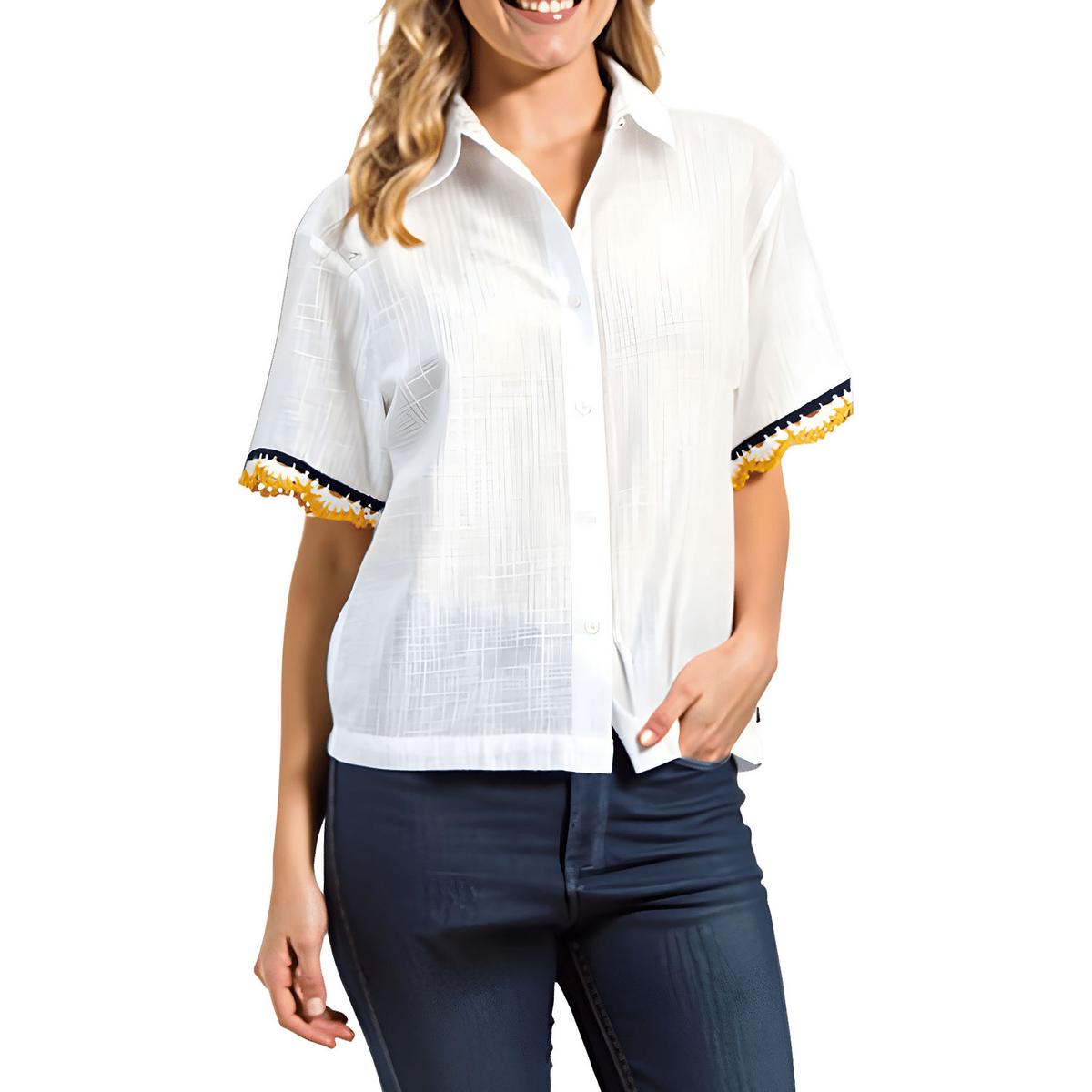 Crochet Woven Button-Down Top