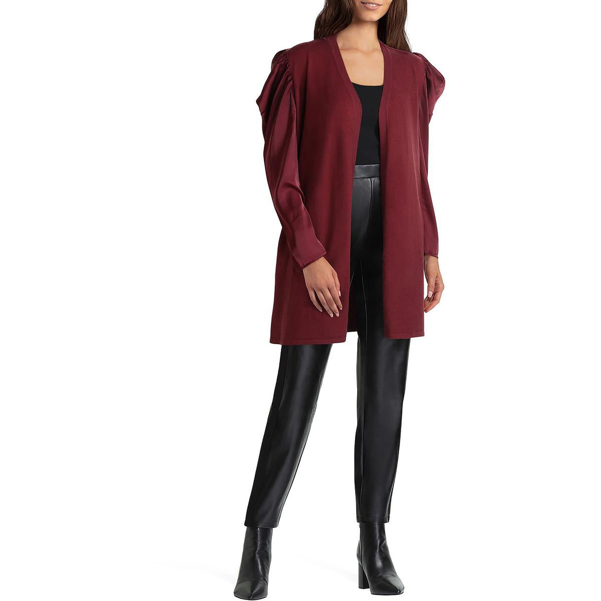 Draped Open-Front Cardigan Sweater