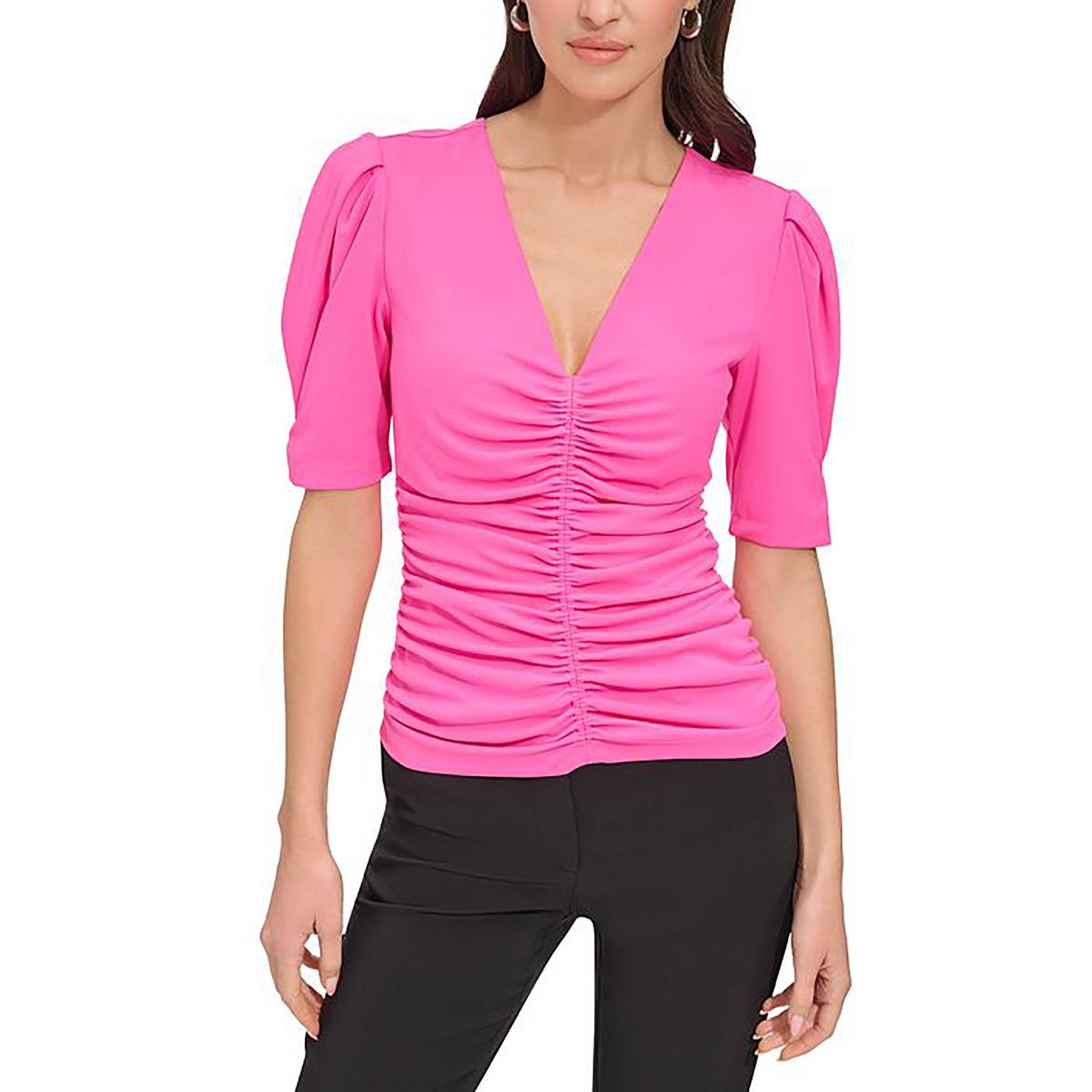 Ruched V Neck Pullover Top