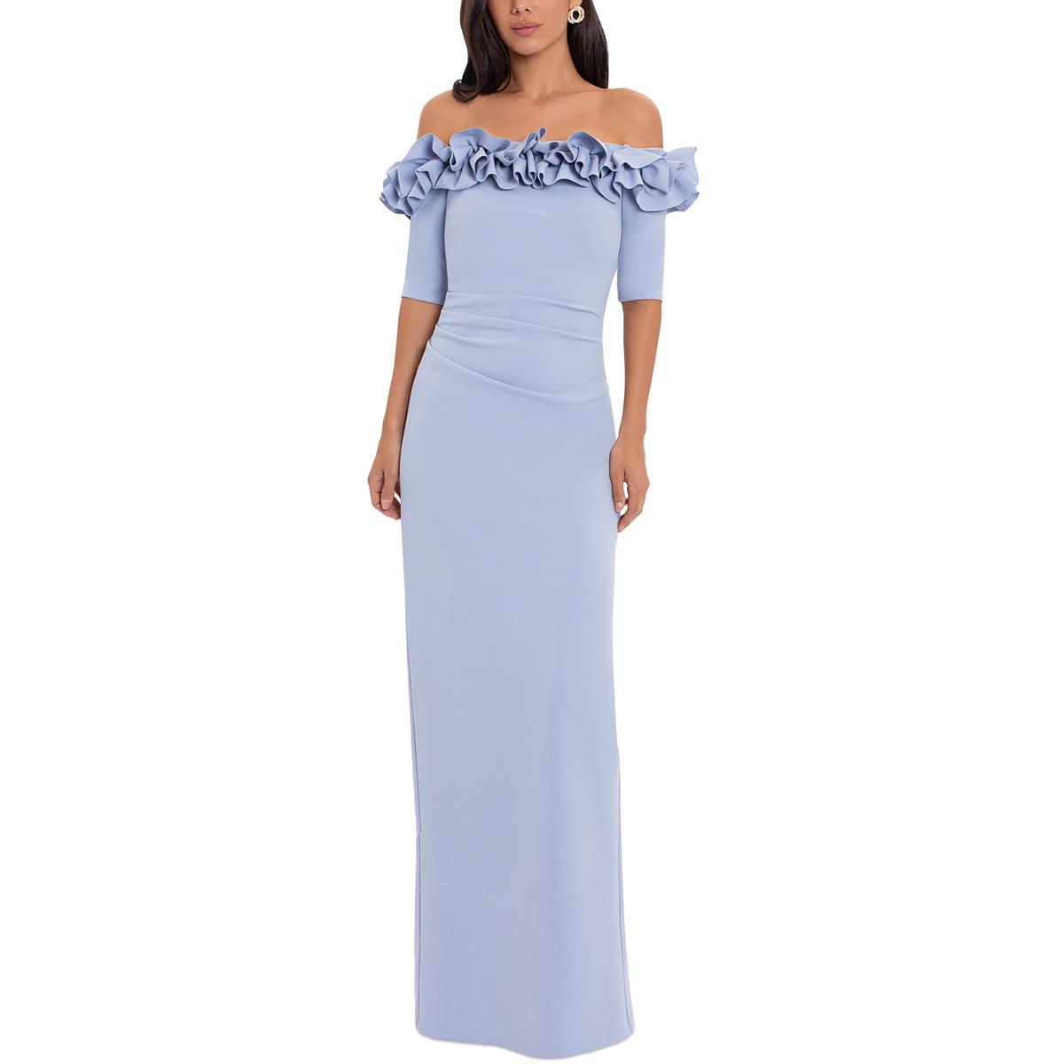Petites Off-The-Shoulder Maxi Evening Dress