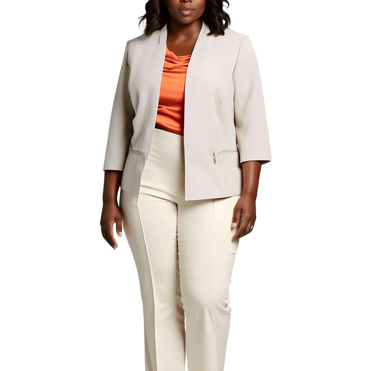 Plus Pocket Open-Front Blazer