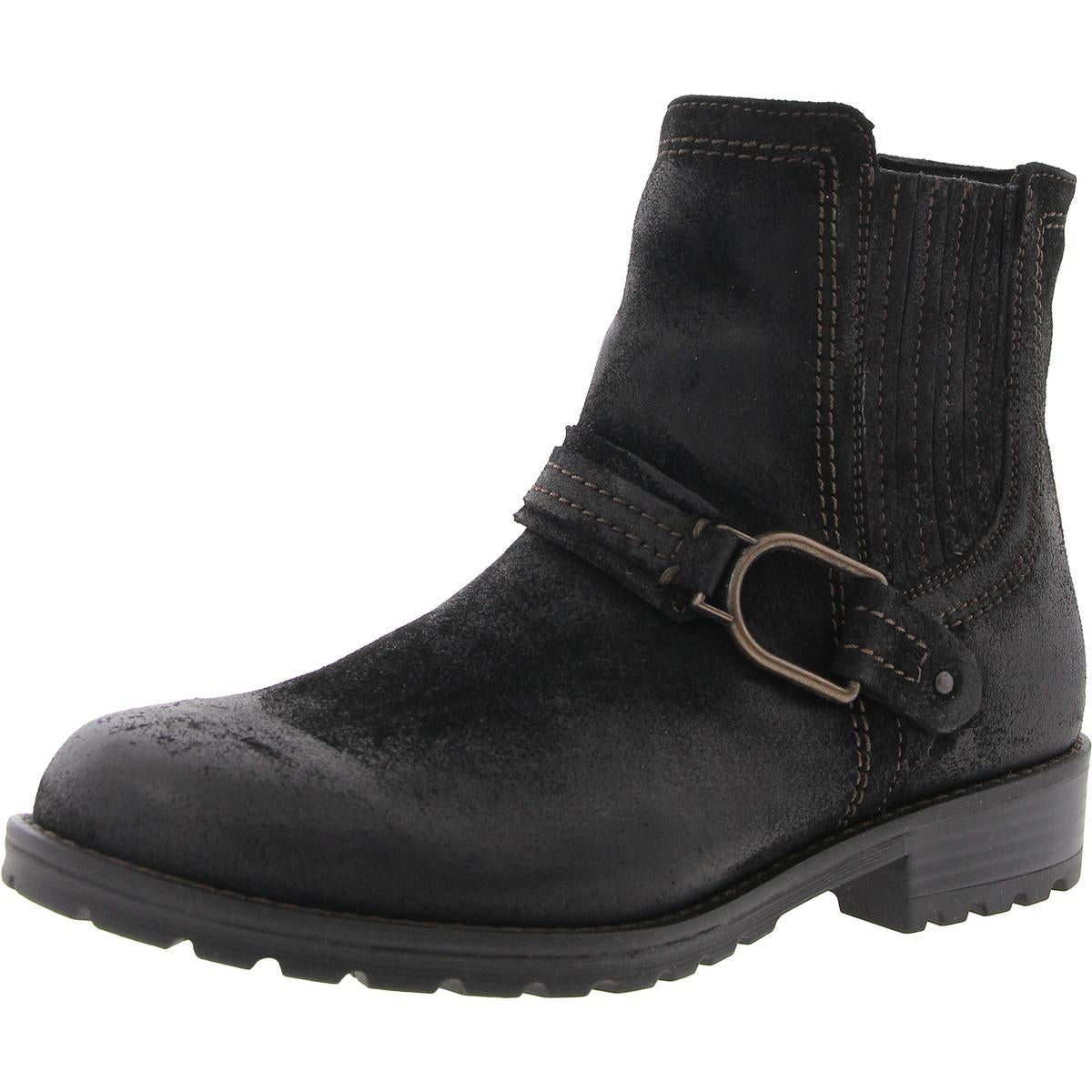 Aspra Buckle Distressed Suede Ankle Boots