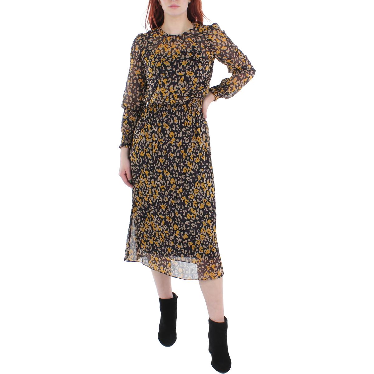 Animal Print Mid Calf Midi Dress