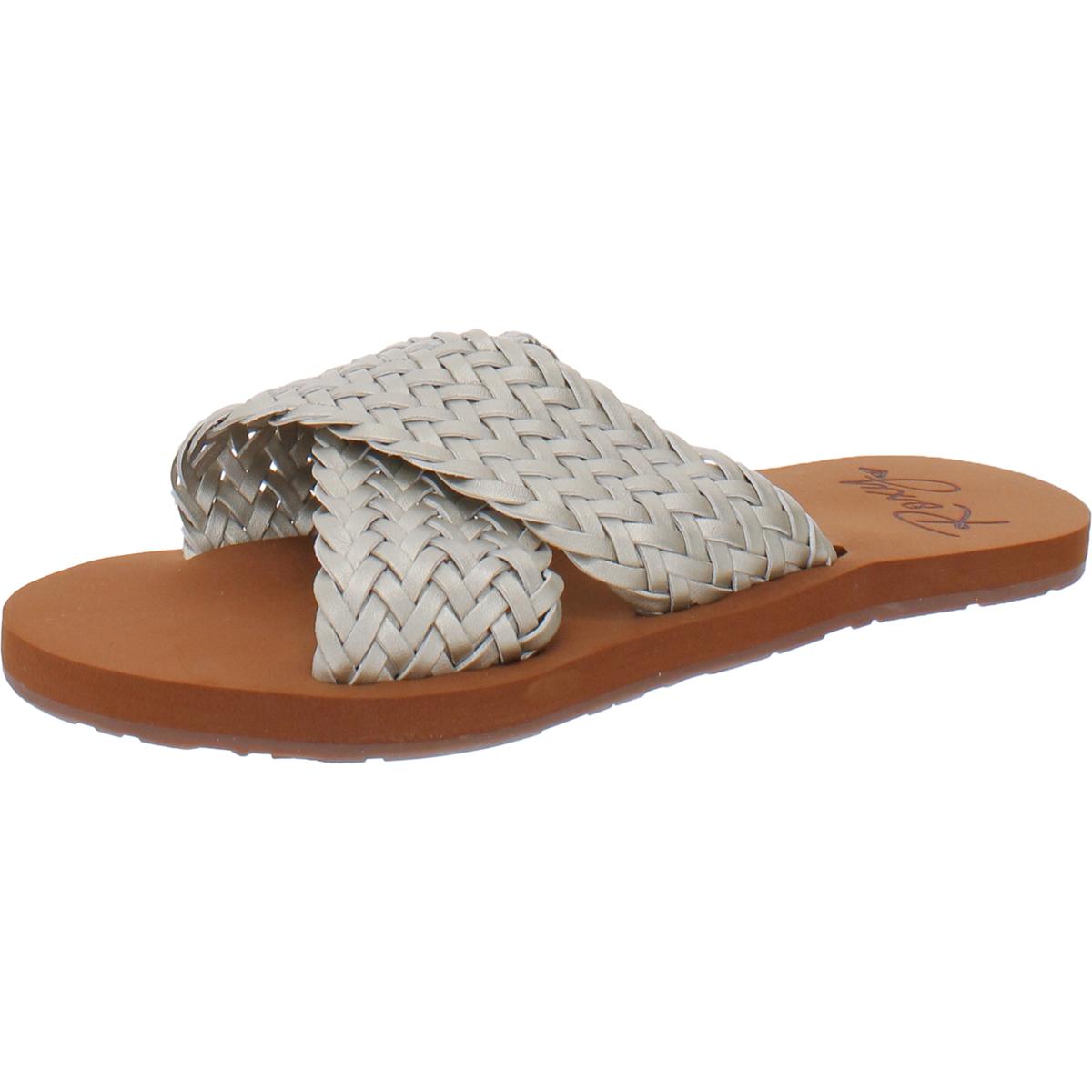 Roselani Faux Leather Criss Cross Slide Sandals