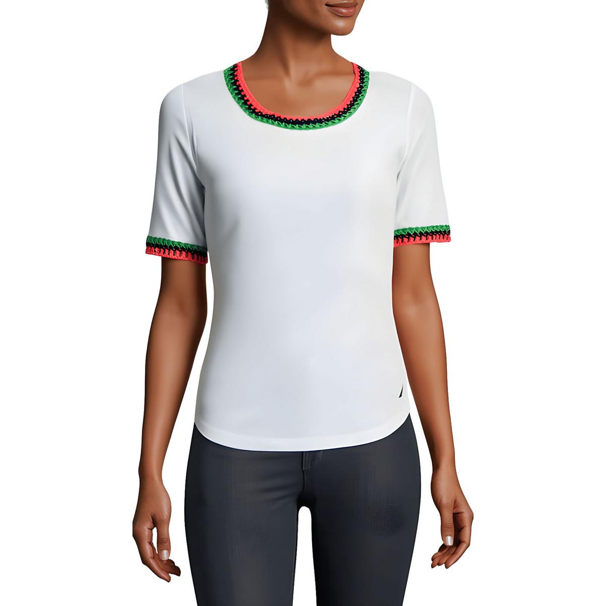 Contrast Trim Cotton Pullover Top