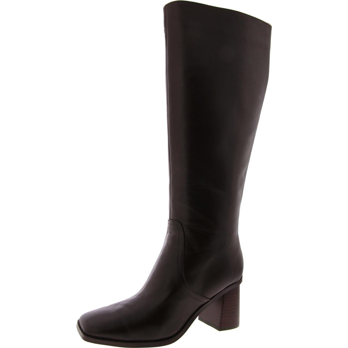 Dortha Leather Block Heel Knee-High Boots