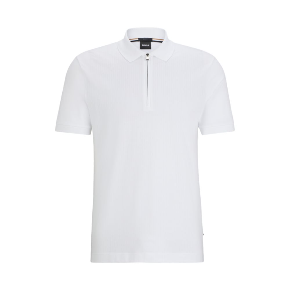 Structured-cotton slim-fit polo shirt with zip placket