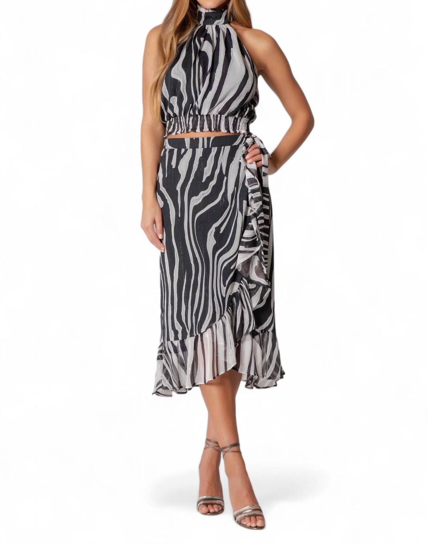 Zebra Lurex Skirt In Black/white 7760459825212