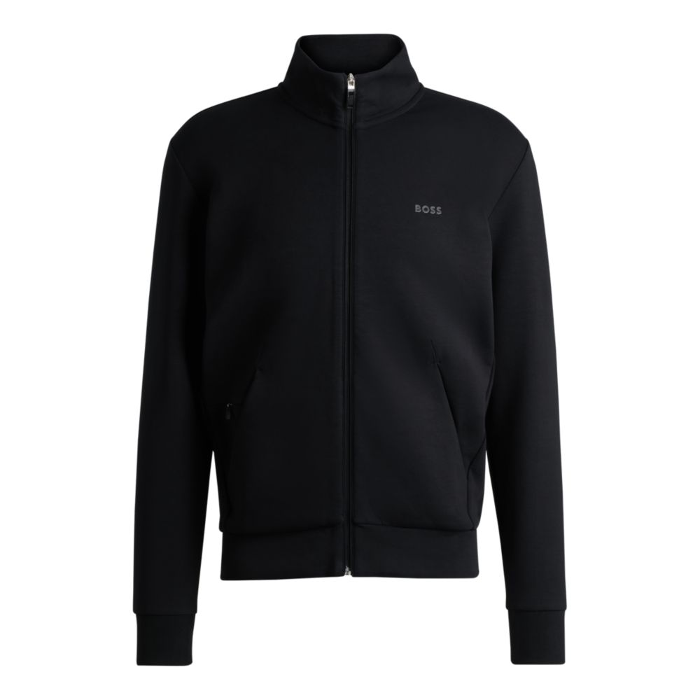 Stretch-cotton zip-up sweatshirt with logo print