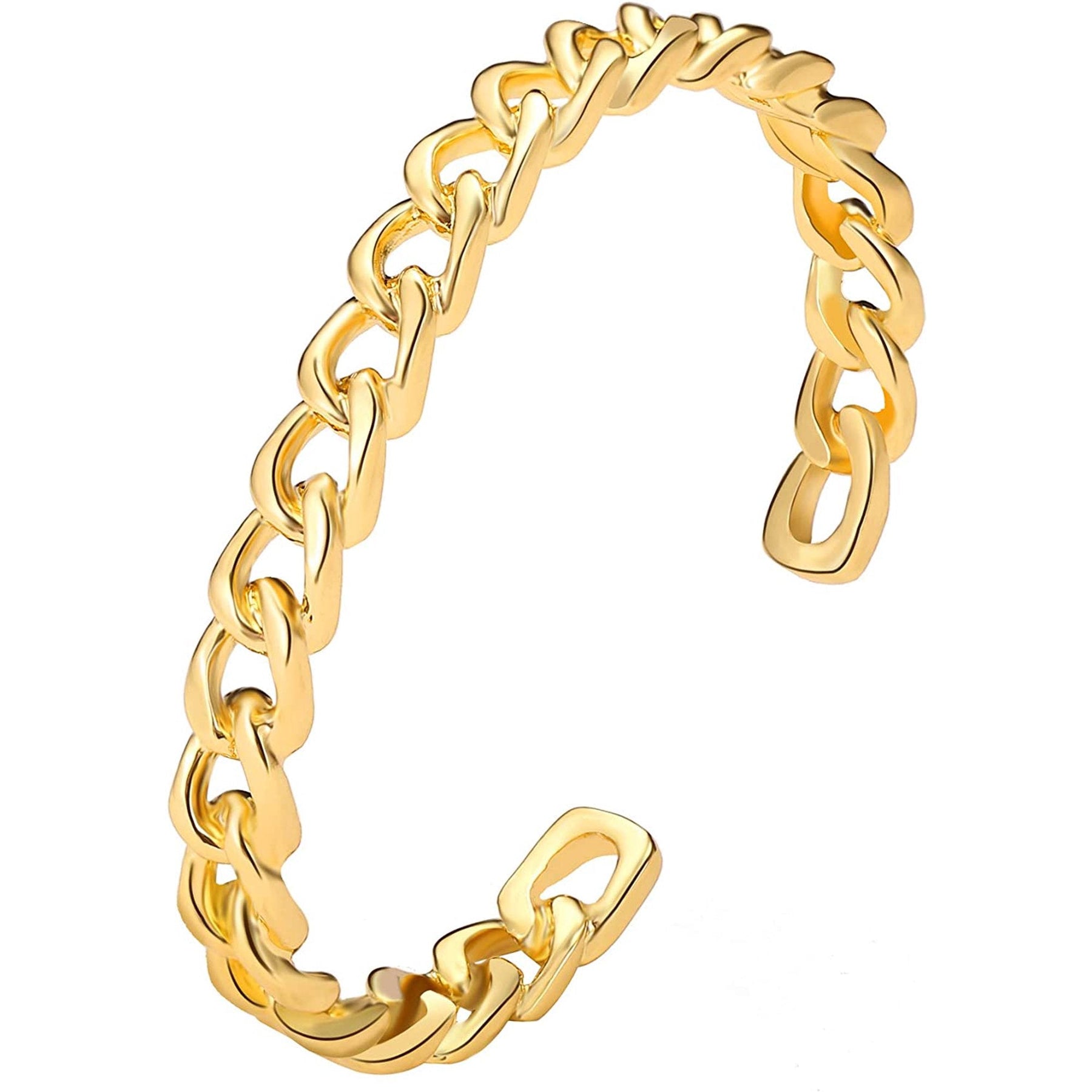 18k Gold Chain Link Cuff Bangle 7262175756348