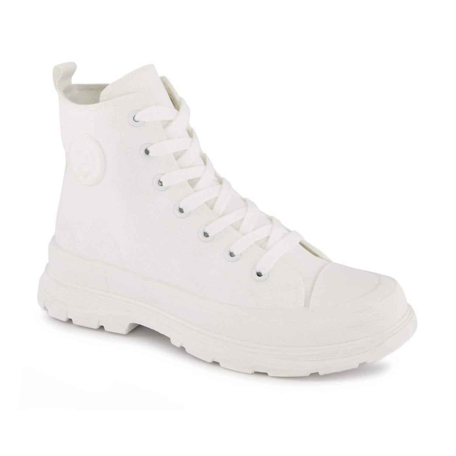 Women's Canvas Sneaker Booties With Side Zipper In White