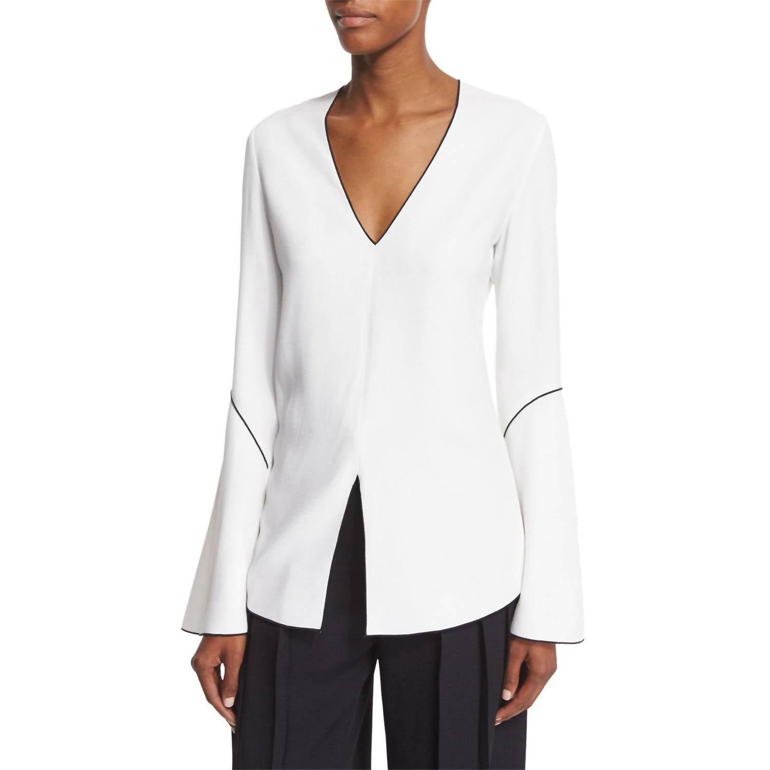 Split Hem Blouse In White