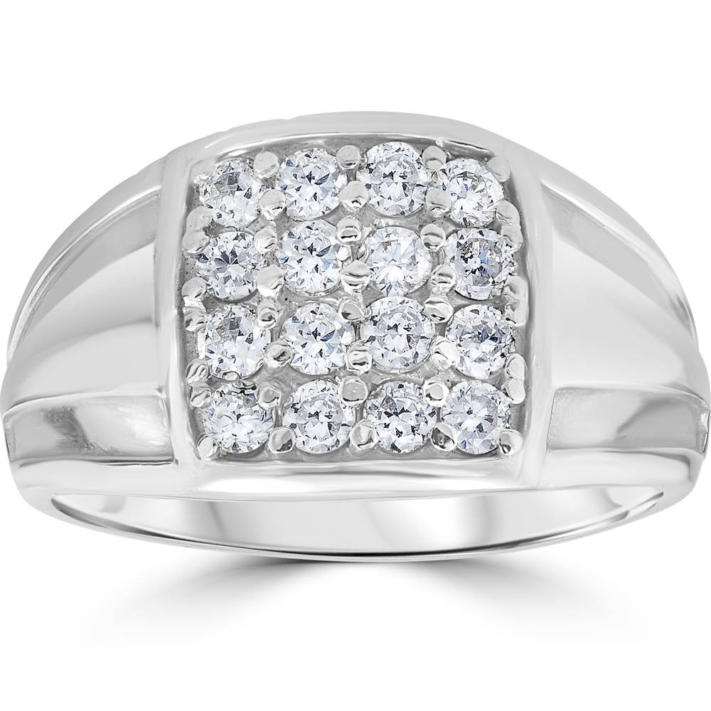 1 cttw Diamond Mens Ring 10k White Gold 7688278179900