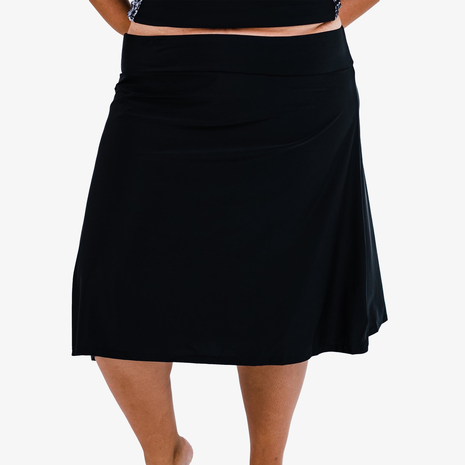 Women's Plus Below The Knee Swim Skirt With Capri Leggings 7761299374140