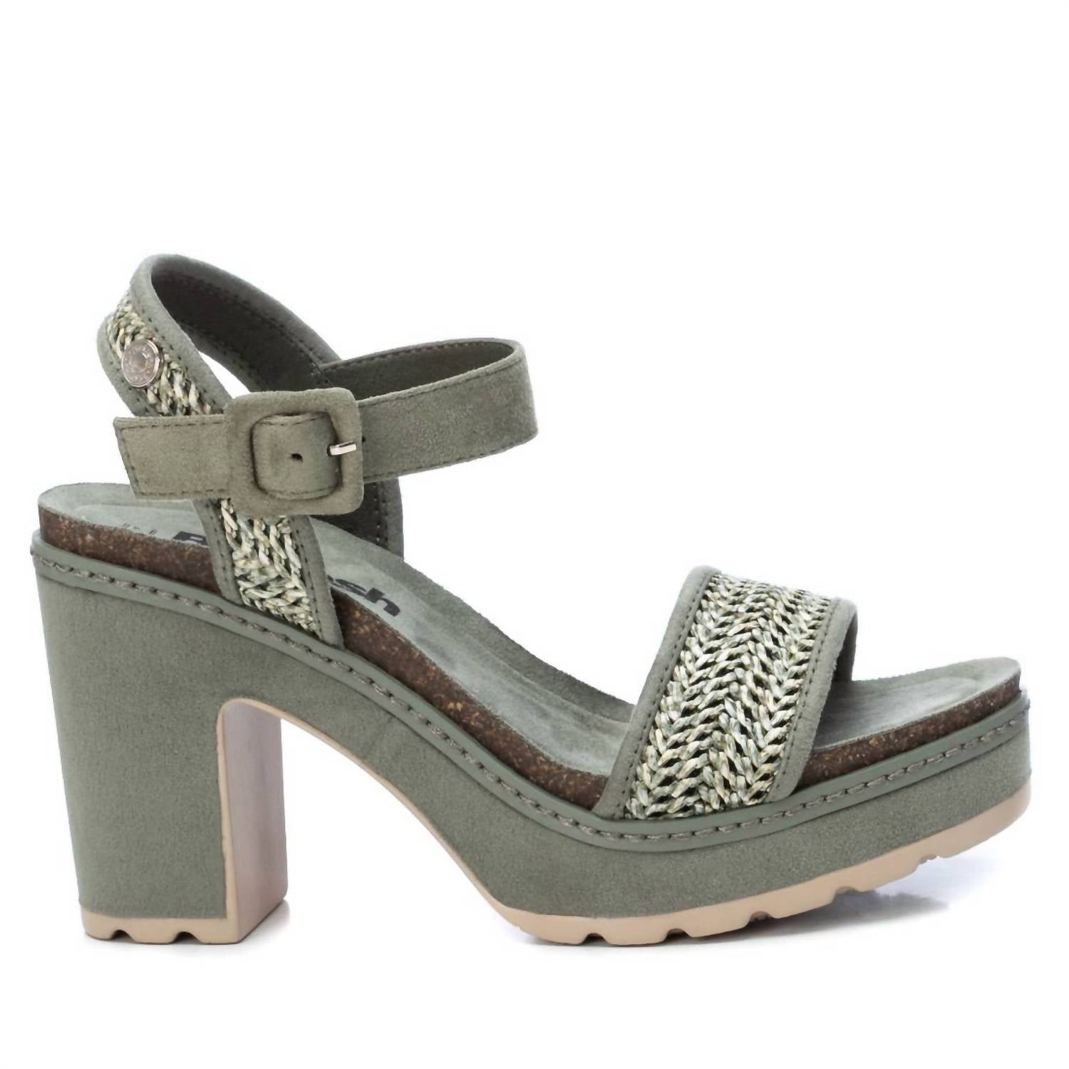 Women's Heeled Suede Sandals In Green