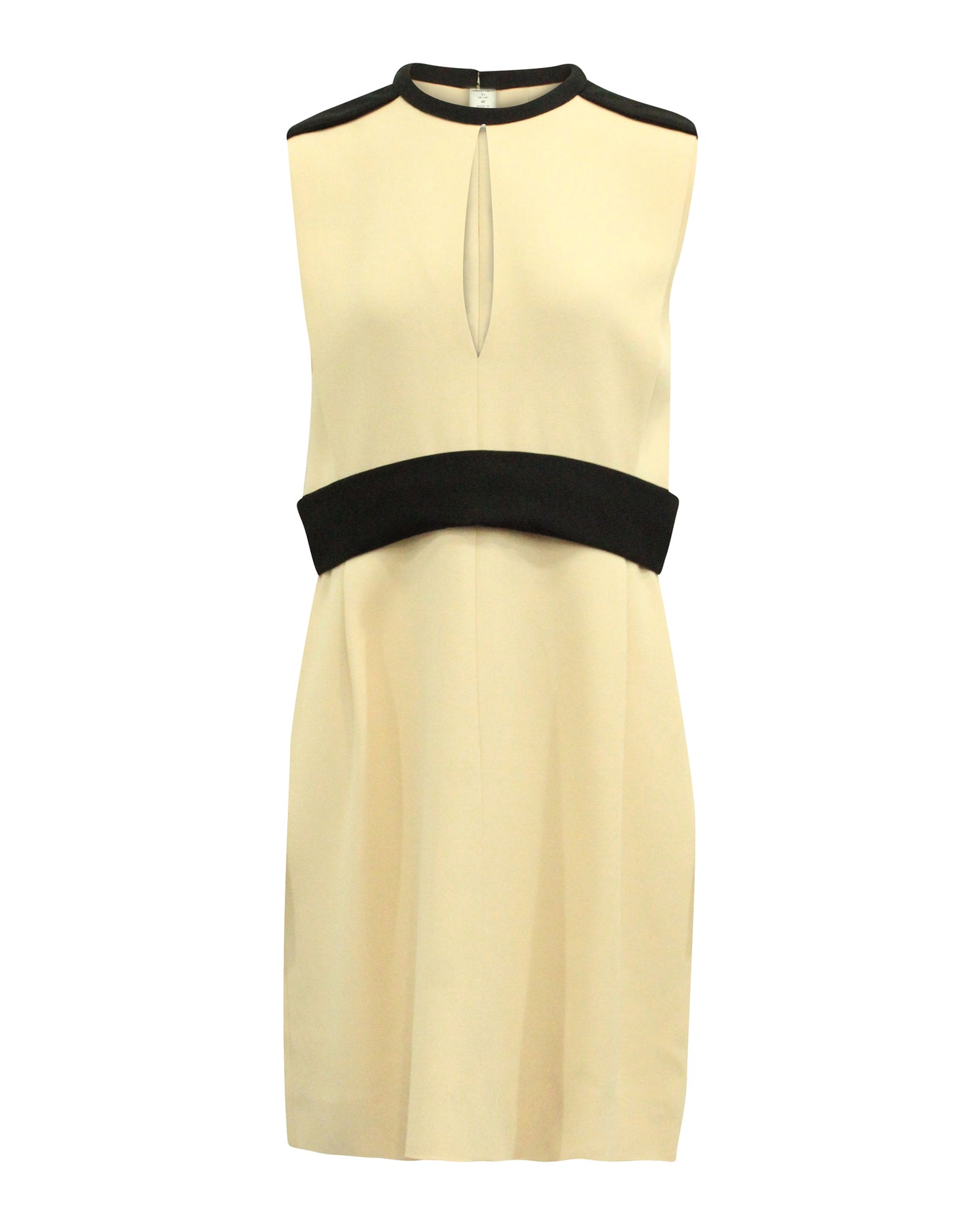 Chloe Two-Tone Sleeveless Keyhole Dress in Beige Viscose 7826353127484