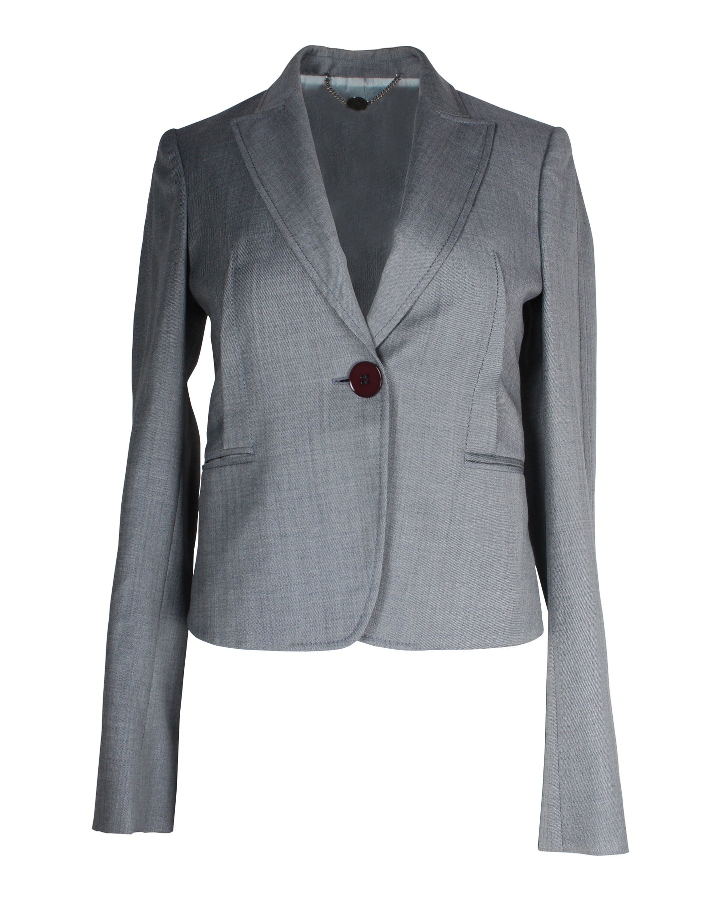 Stella McCartney Single-Breasted Blazer in Blue Grey Wool 7826329403452