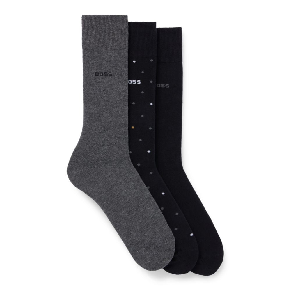 Gift-boxed three-pack of regular-length socks